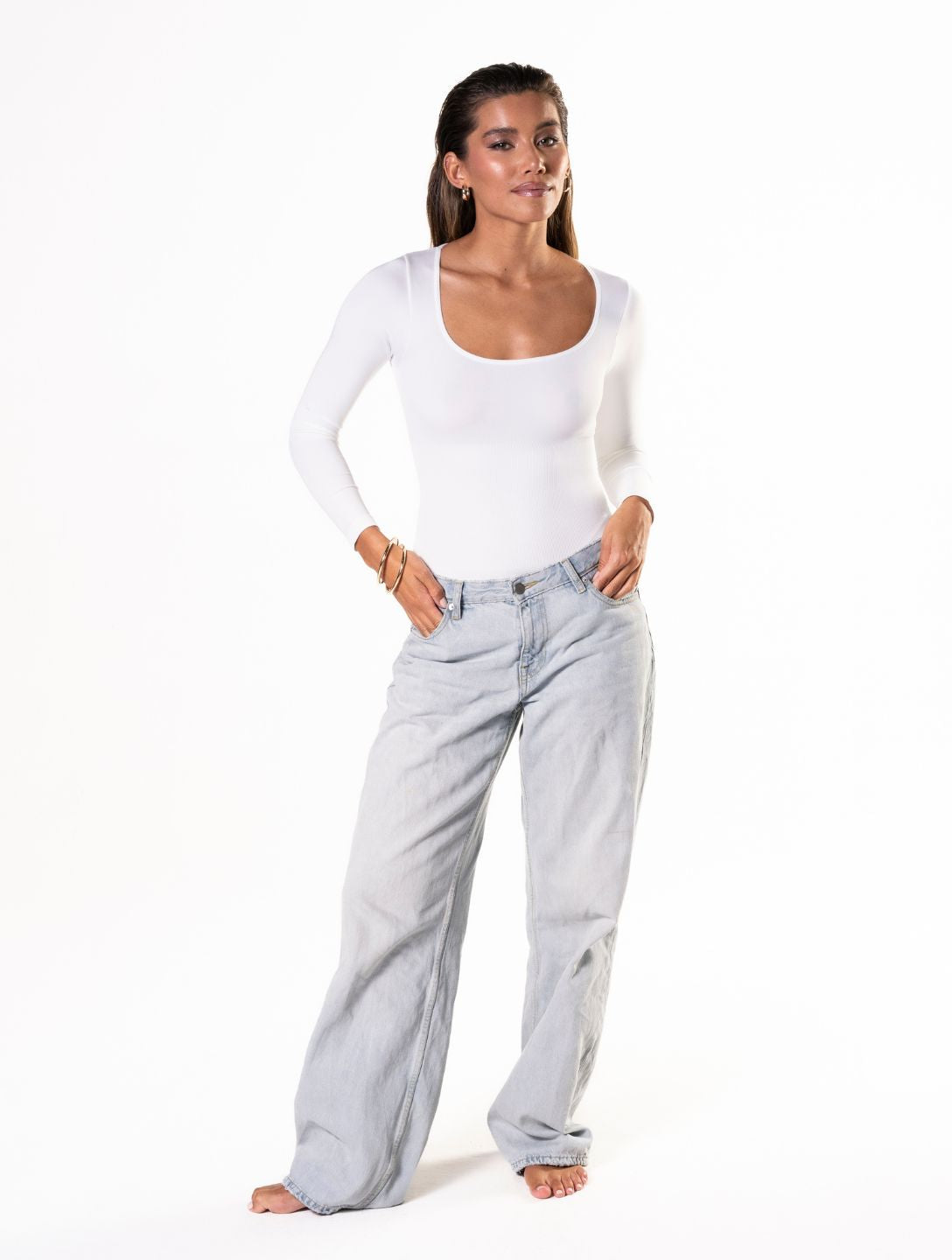 Langarm-String-Bodysuit