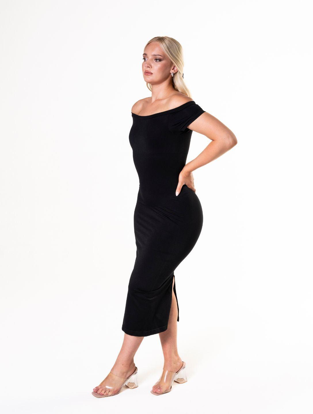 Schulterfreies Shapewear-Kleid mit Schlitz