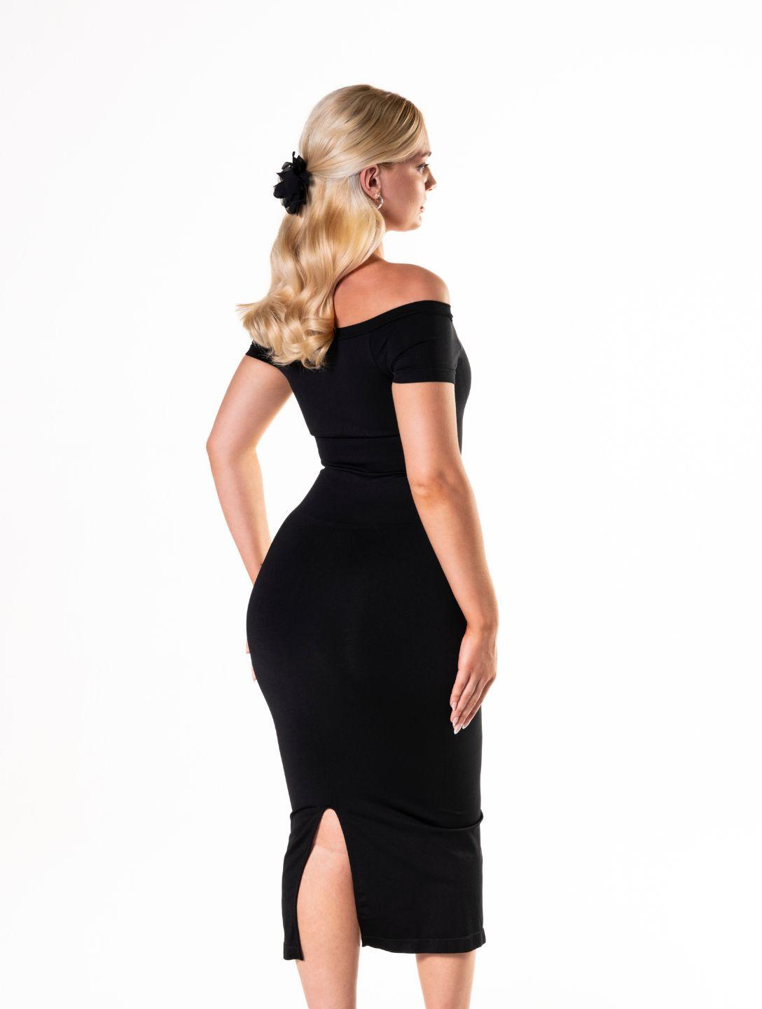 Schulterfreies Shapewear-Kleid mit Schlitz