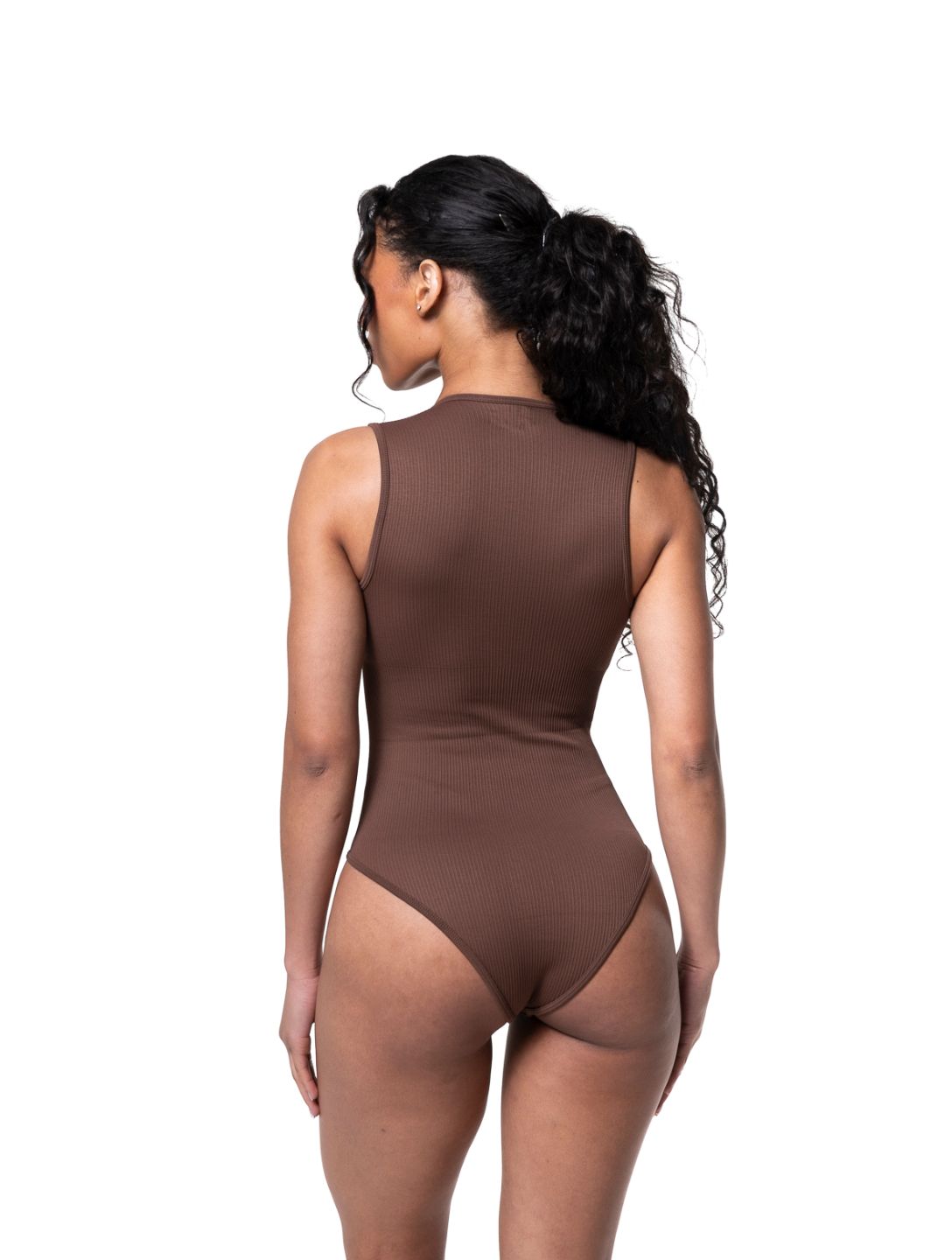 Rippstrick-Body mit Quadrat-Ausschnitt und Shapewear