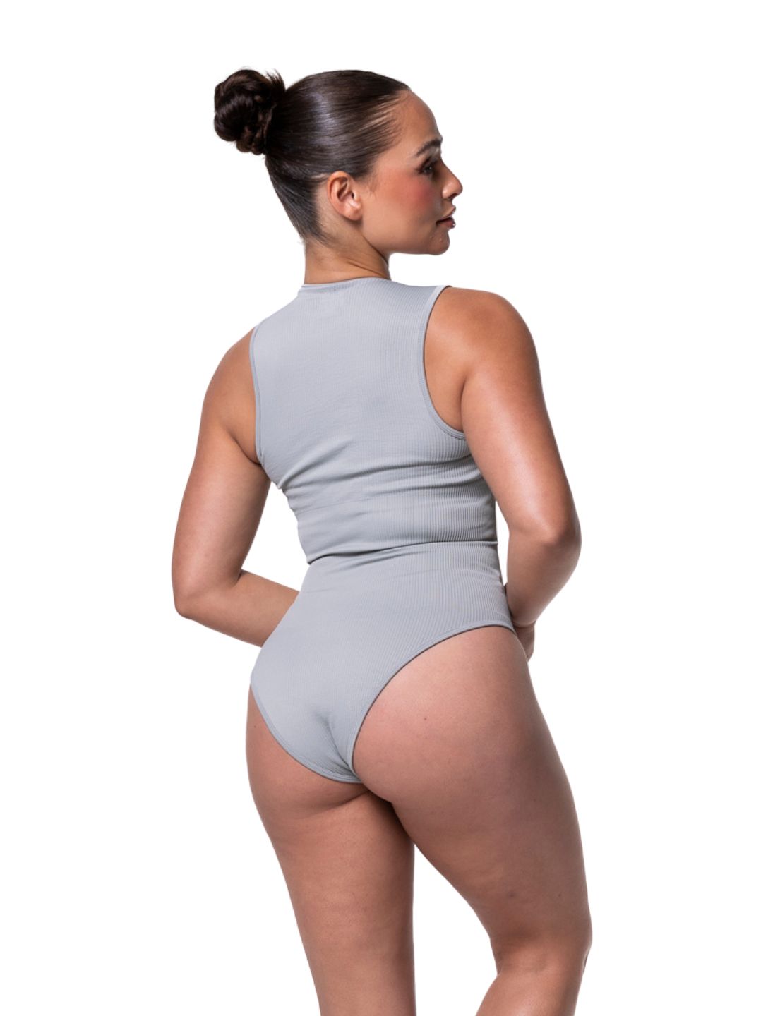 Rippstrick-Body mit Quadrat-Ausschnitt und Shapewear