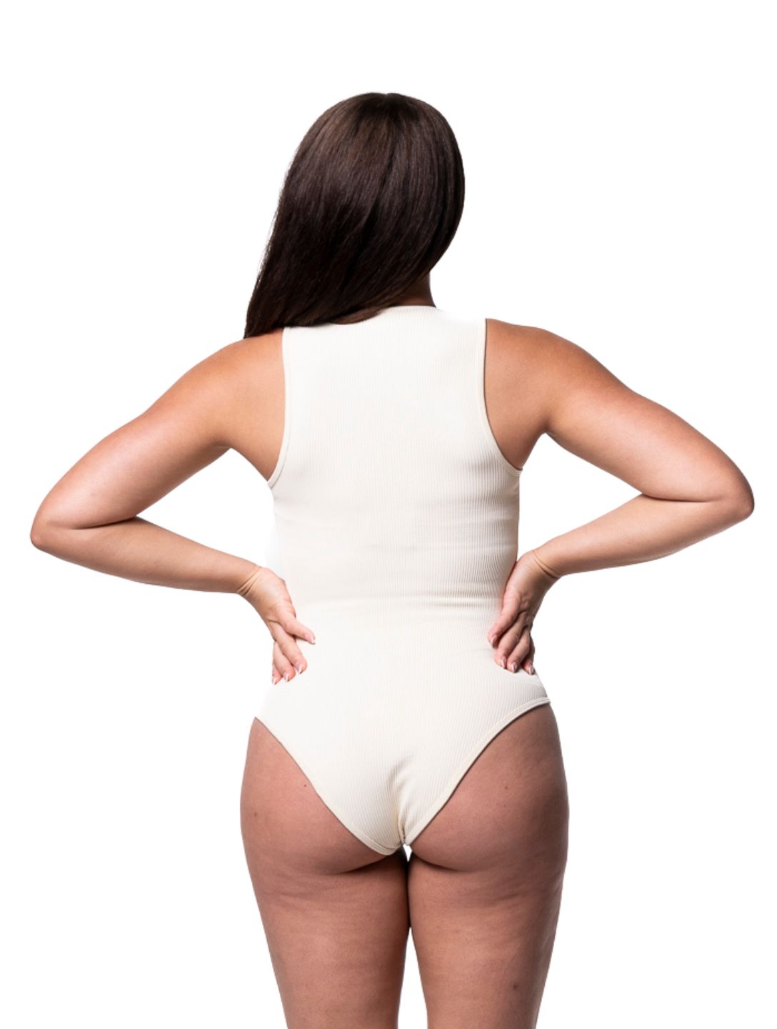 Rippstrick-Body mit Quadrat-Ausschnitt und Shapewear
