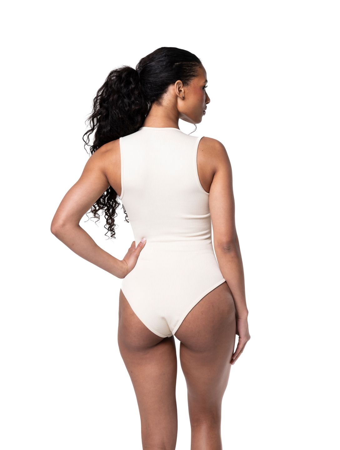 Rippstrick-Body mit Quadrat-Ausschnitt und Shapewear