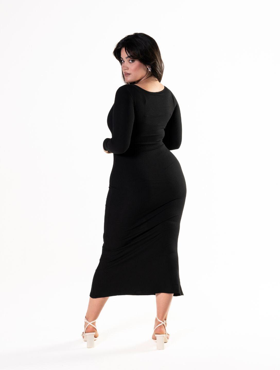 Figurformendes Langarmkleid