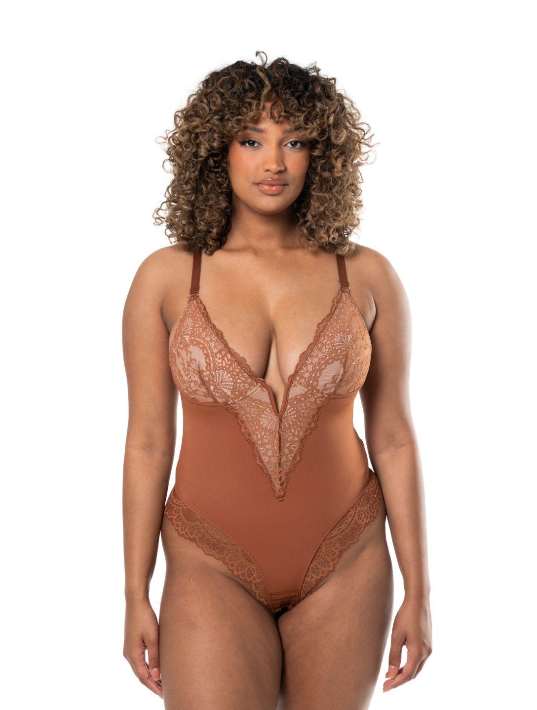 Body mit V-Ausschnitt und Spitzendetails
