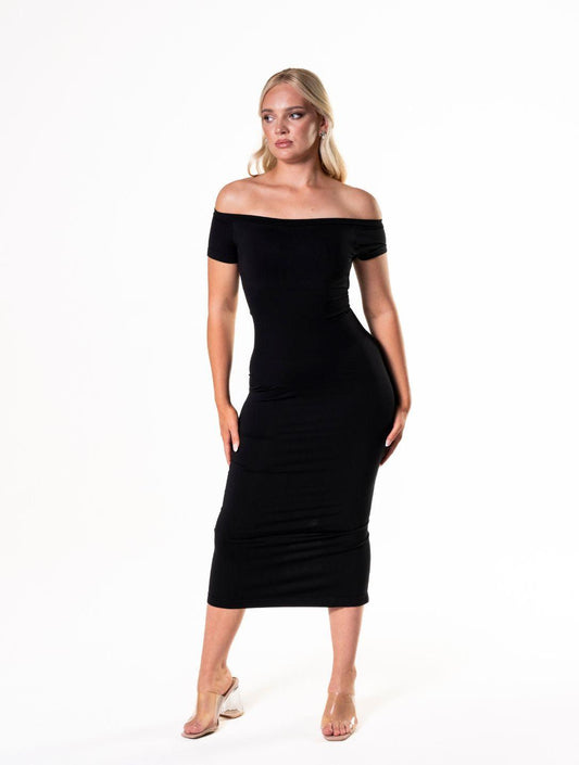 Schulterfreies Shapewear-Kleid mit Schlitz