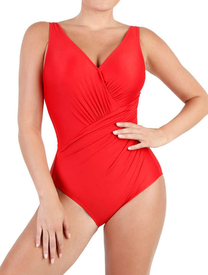 Shapewear-Badeanzug mit tiefem V-Ausschnitt