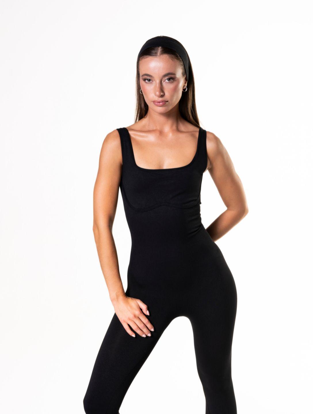 Jumpsuit mit eckigem Ausschnitt und U-Rücken